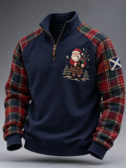 Men's Scottish Christmas Printed Zip-Up Hoodie