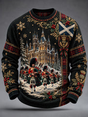 Men's Scottish Christmas Printed Waffle Sweatshirt