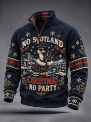 Men's Scottish Christmas Printed Zip-Up Hoodie