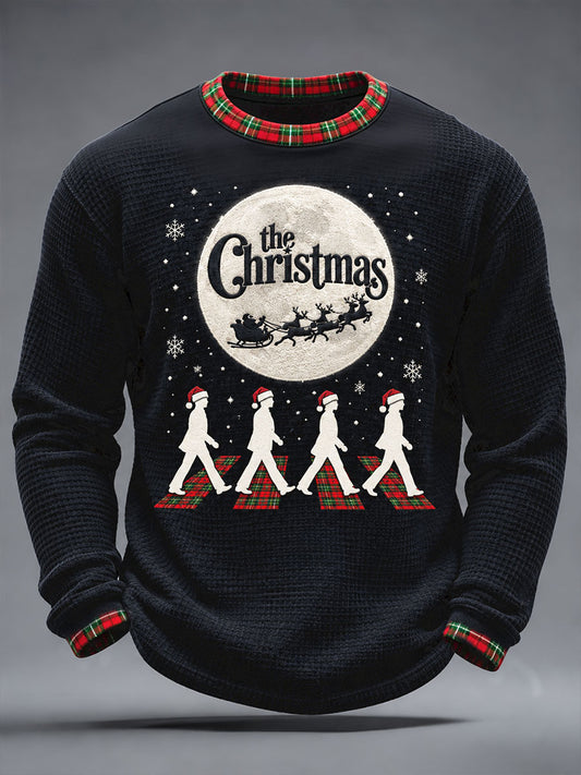 Men's UK Music Lover Christmas Art Printed Waffle Tops
