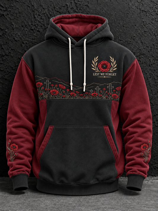 Men's Remembrance Day Oversized Drop-Shoulder Hoodie With Pockets