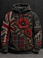 Men's Lest We Forget Print Oversized Drop-Shoulder Hoodie