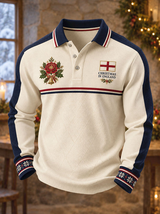 Men's England Christmas Art Printed Casual Tops