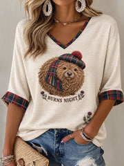 Women's Scotland Burns Night Art Printed T-Shirt