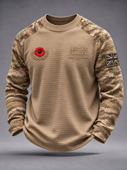 Men's Lest We Forget Print Waffle Long Sleeve T-Shirt
