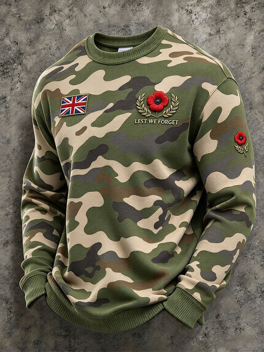 Men's Lest We Forget Print Crew Neck Sweatshirt