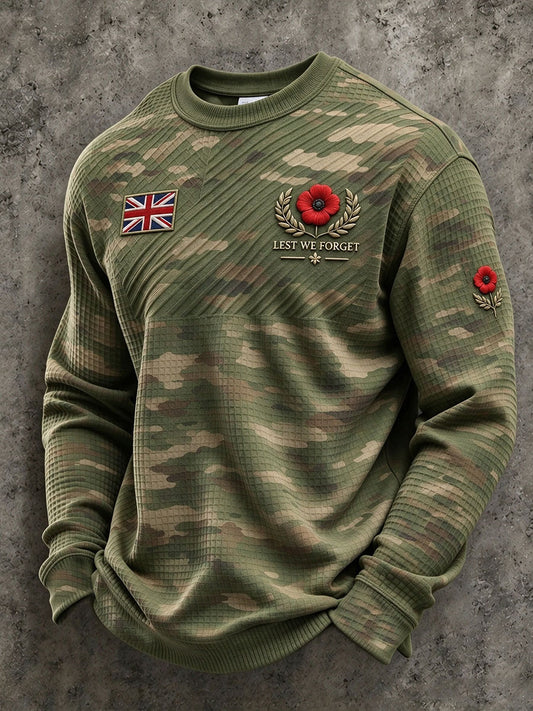 Men's Lest We Forget Print Waffle Sweatshirt