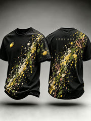 Men's Lemon Roses Music Lover Printed short sleeves t-shirt