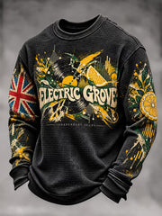 Men's Lemon Roses Music Lover Printed Waffle Sweatshirt