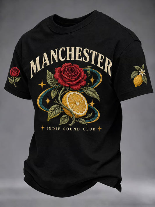 Men's Lemon Roses Music Lover Printed short sleeves t-shirt