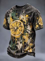 Men's Lemon Roses Music Lover Printed short sleeves t-shirt