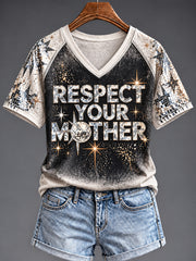 Women's Disco Ball Pop Music Fan V-neck T-shirt