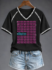 Women's Disco Ball Pop Music Fan V-neck T-shirt