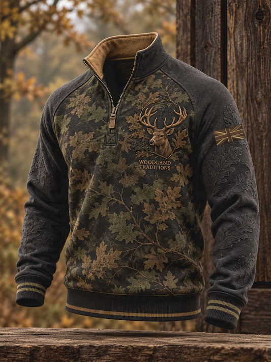 Men's Vintage UK Hunting Season Art Printed Sweatshirt