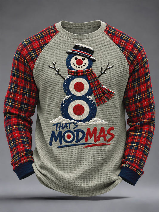 Men's UK Music Lover Christmas Art Printed Waffle Sweatshirt