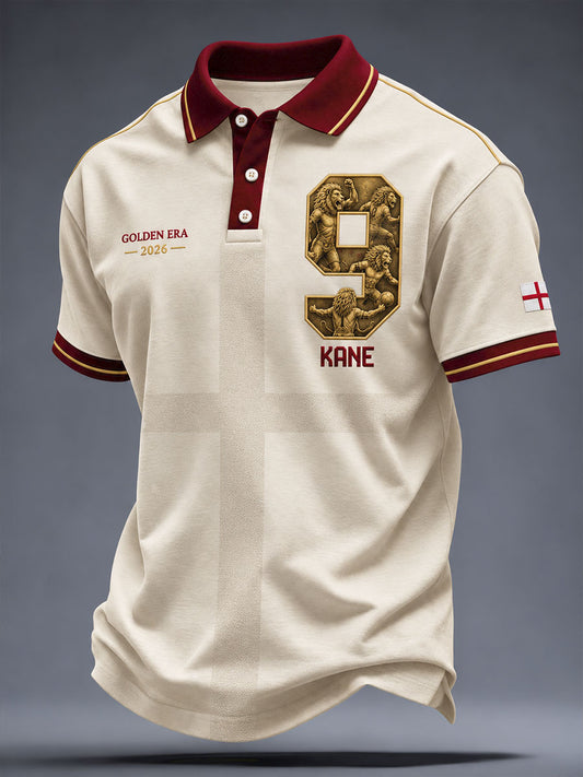 Men's England Football Lover Golden 2026 Printed Casual Tops