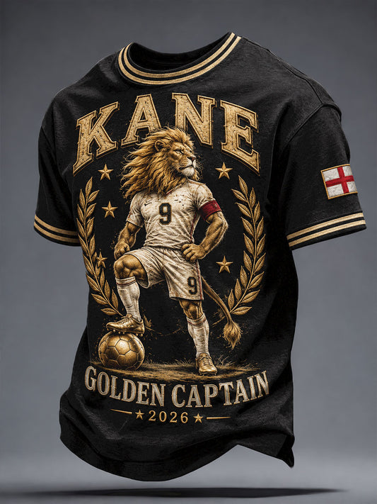 Men's England Football Lover Golden 2026 Printed T-shirt