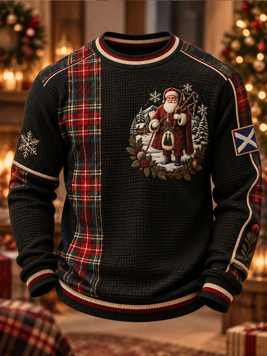 Men's Scottish Christmas Printed Waffle Sweatshirt