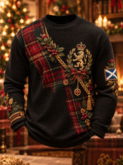 Men's Scottish Christmas Printed Waffle Sweatshirt
