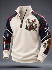 Men's Scottish Christmas Printed Zip-Up Hoodie