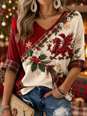 Women's Welsh Christmas Print Top
