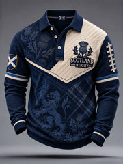 Men's Scottish rugby fans Printed long sleeve polo