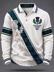 Men's Scottish rugby fans Printed long sleeve polo
