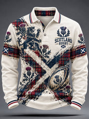Men's Scottish rugby fans Printed long sleeve polo