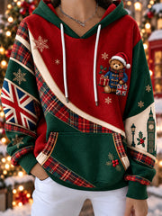 Women's British Christmas Print Casual Hoodie