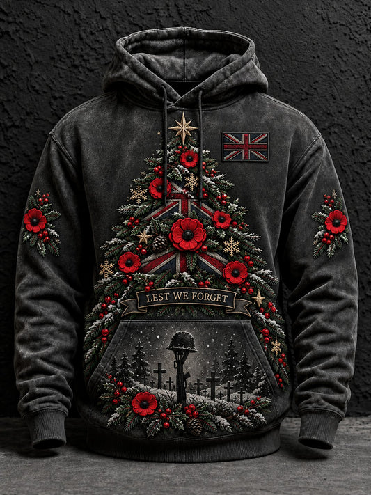 Men's Christmas Lest We Forget Printed Hoodie