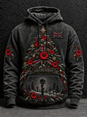 Men's Christmas Lest We Forget Printed Hoodie