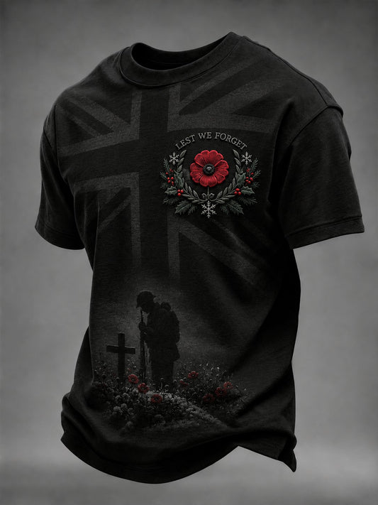 Men's Christmas Lest We Forget Printed T-shirt