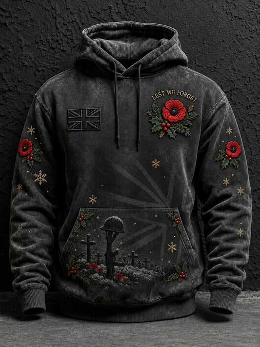 Men's Christmas Lest We Forget Printed Hoodie