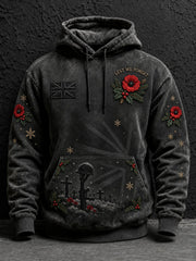 Men's Christmas Lest We Forget Printed Hoodie