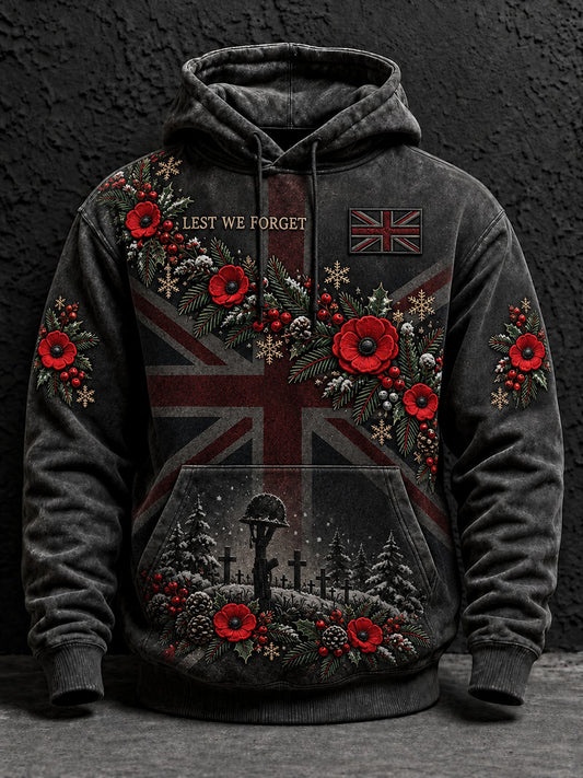 Men's Christmas Lest We Forget Printed Hoodie