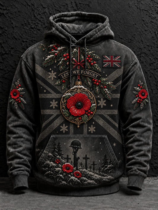 Men's Christmas Lest We Forget Printed Hoodie