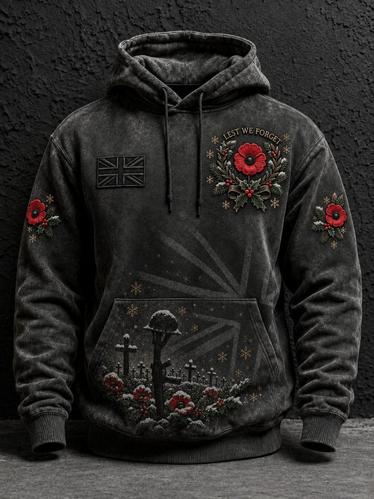 Men's Christmas Lest We Forget Printed Hoodie
