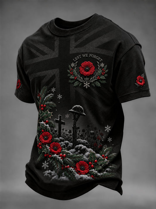 Men's Christmas Lest We Forget Printed T-shirt
