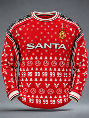 Men's UK Football Lover Christmas Art Printed Waffle Tops