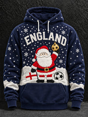 Men's UK Football Lover Christmas Art Printed Hoodie