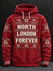 Men's UK Football Lover Christmas Art Printed Hoodie