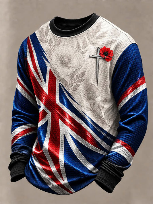 Men's Lest We Forget Print Waffle Sweatshirt