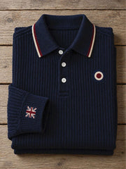 Men's UK Music Lover Mods Art Printed long sleeve polo