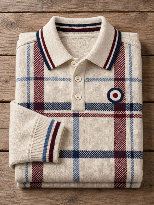 Men's UK Music Lover Mods Art Printed long sleeve polo
