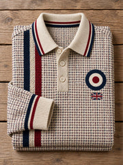 Men's UK Music Lover Mods Art Printed long sleeve polo