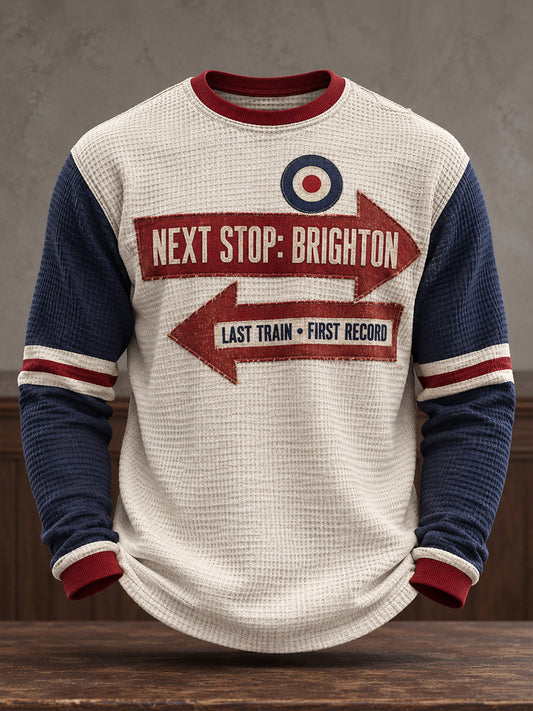 Men's UK Music Lover Mods Art Printed Waffle Tops