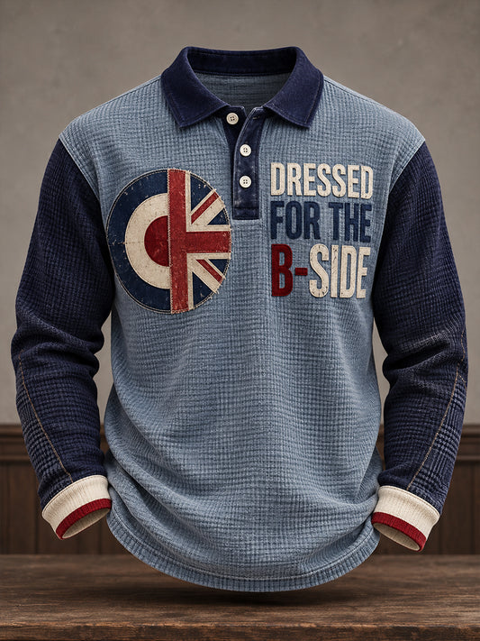 Men's UK Music Lover Mods Art Printed Waffle Casual Tops